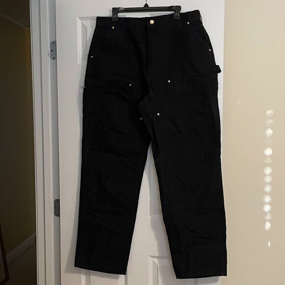 Men's Carhart Pants Black Size 40X34 RN#14806 B01-Blk Double Thick Knees, Rugged - Picture 3 of 5